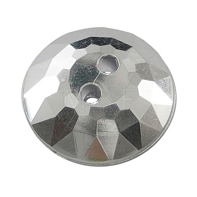 2-Hole Acrylic Faceted Flat Round Sewing Buttons AR3229-25-38-1