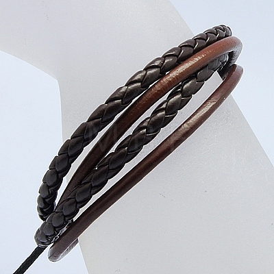 Multi-strand Imitation Leather Bracelets BJEW-G021-6-1