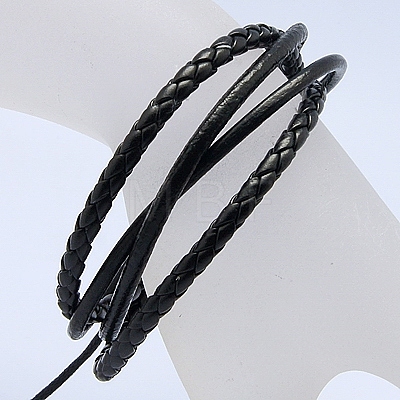 Mens Gifts for Valentines Day Multi-strand Imitation Leather Bracelets BJEW-G021-7-1