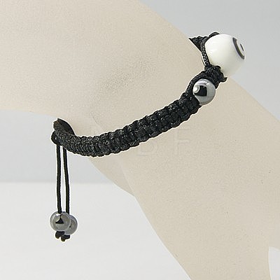 Fashion Lampwork Evil Eye Braided Ball Bracelets BJEW-JB00486-1
