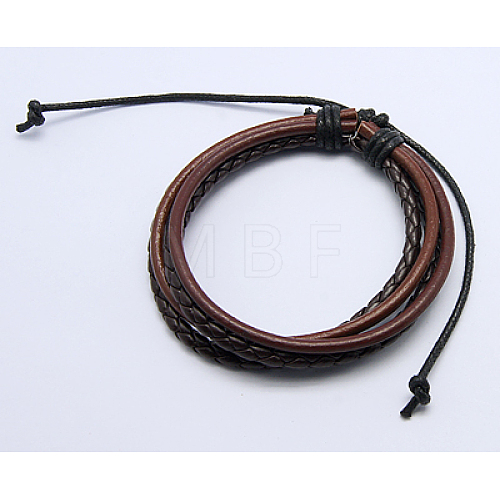 Multi-strand Imitation Leather Bracelets BJEW-G021-6-1