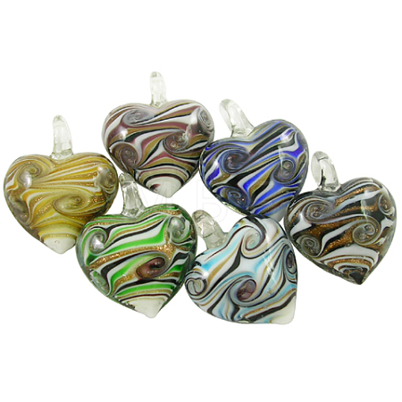 Handmade Gold Sand Lampwork Pendants DP407J-1