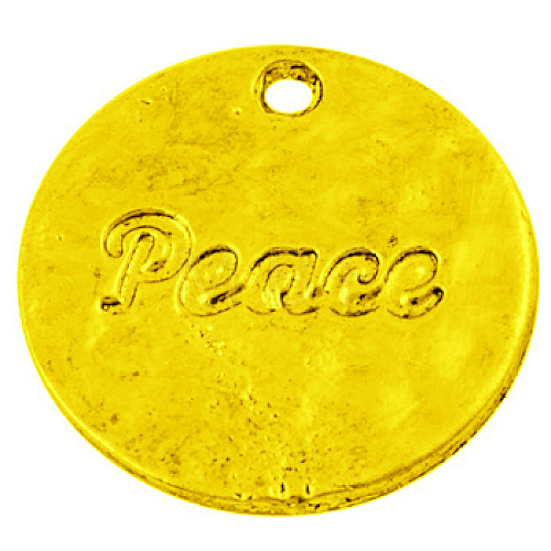 Flat Round Carved Word Peace Tibetan Alloy Message Pendants EAAA033Y-G-1