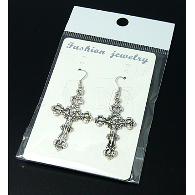 Fashion Cross Earrings EJEW-JE00162-1