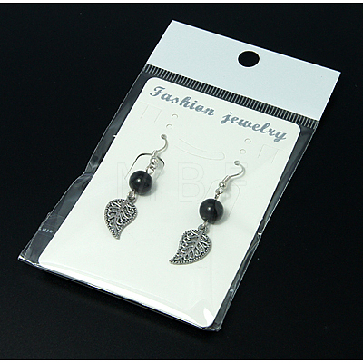 Dangle Leaf Earrings EJEW-JE00177-01-1
