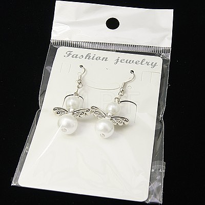 Trendy Glass Pearl Fairy Wing Dangle Earrings EJEW-JE00290-1