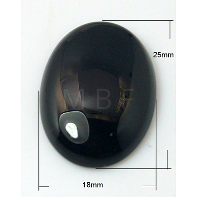 Natural Black Agate Cabochons G-BA25x18x5-1