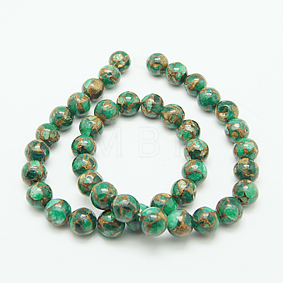 Synthetic Gold Clinquant Stone Beads Strands G-G026-R-10mm-3-1