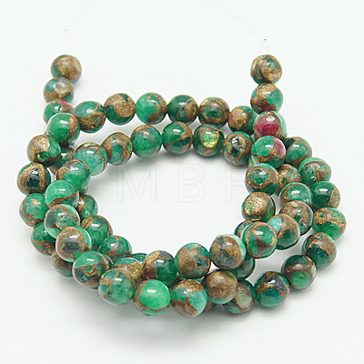 Synthetic Gold Clinquant Stone Beads Strands G-G026-R-6mm-3-1
