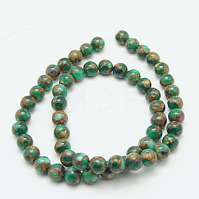 Synthetic Gold Clinquant Stone Beads Strands G-G026-R-8mm-3-1
