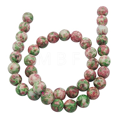 Synthetic Ocean White Jade(Rain Flower Stone) Beads Strands G-GR10MM-225-1