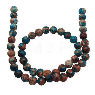 Synthetic Ocean White Jade(Rain Flower Stone) Beads Strands G-GR8MM-226-1
