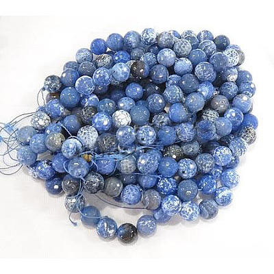 Faceted Natural Agate Beads Strands G-N213A-79A-1