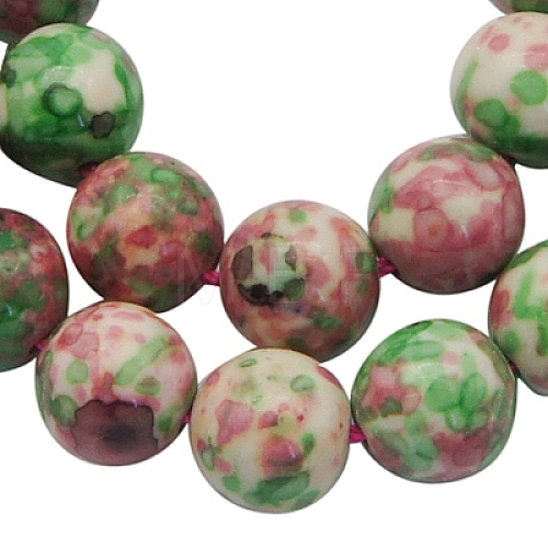 Synthetic Ocean White Jade(Rain Flower Stone) Beads Strands G-GR10MM-225-1