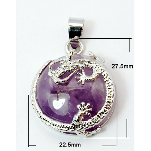 Natural Amethyst Pendants G-Q711-1