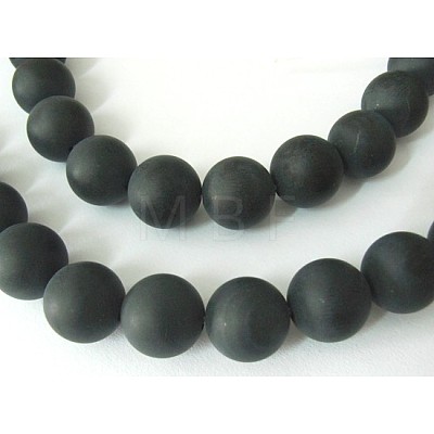 Grade A Natural Black Agate Beads Strands G447-7-1