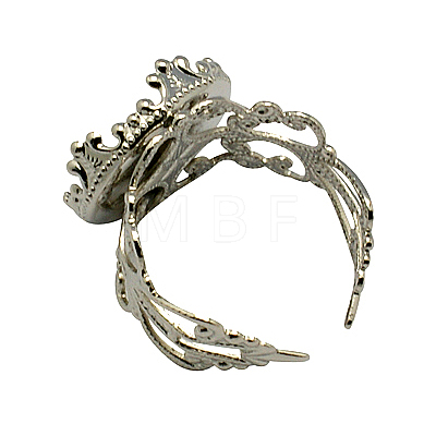 Cuff Brass Ring Cabochon Settings KK-G020-P-1