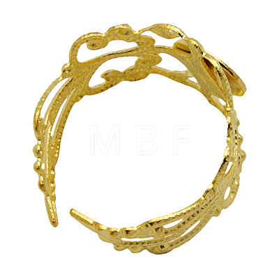 Brass Filigree Ring Components KK-J069-G-1