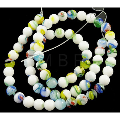 Handmade Millefiori Glass Beads Strands LK05Y-1