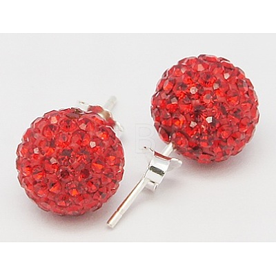 Sexy Valentines Day Gifts for Her 925 Sterling Silver Austrian Crystal Rhinestone Ball Stud Earrings Q286J121-1