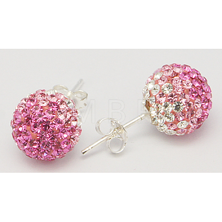 Gifts for Her Valentines Day 925 Sterling Silver Austrian Crystal Rhinestone Ball Stud Earrings for Girl Q286H251-1