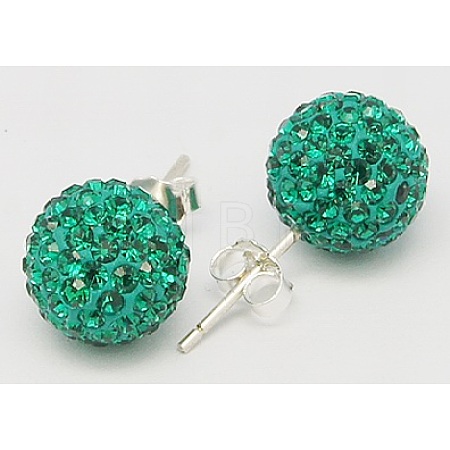 Sexy Valentines Day Gifts for Her 925 Sterling Silver Austrian Crystal Rhinestone Ball Stud Earrings Q286J041-1