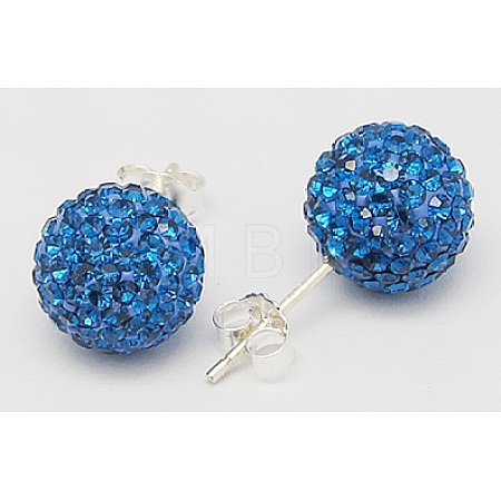 Sexy Valentines Day Gifts for Her 925 Sterling Silver Austrian Crystal Rhinestone Ball Stud Earrings Q286J131-1
