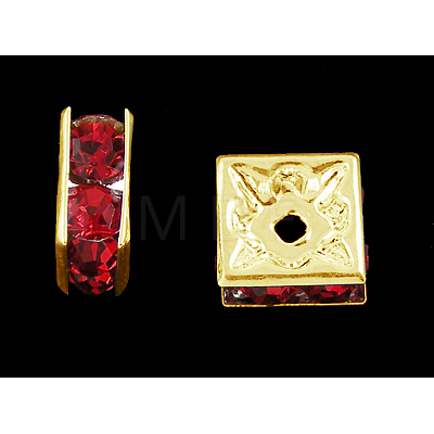 Brass Rhinestone Spacer Beads RB-A013-6x6-21G-1