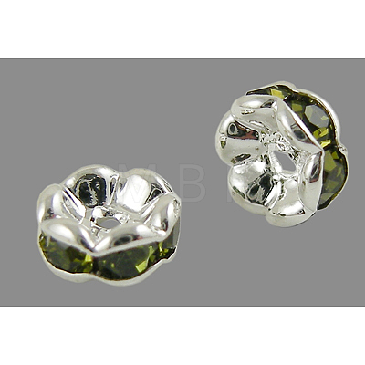 Brass Rhinestone Spacer Beads RB-A014-L6mm-09S-1