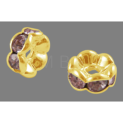 Brass Rhinestone Spacer Beads RB-A014-L6mm-27G-NF-1