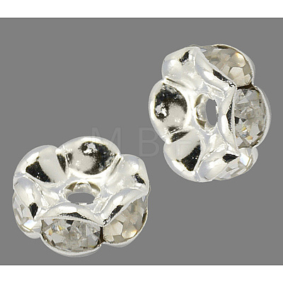 Brass Rhinestone Spacer Beads RB-A014-L7mm-01S-1
