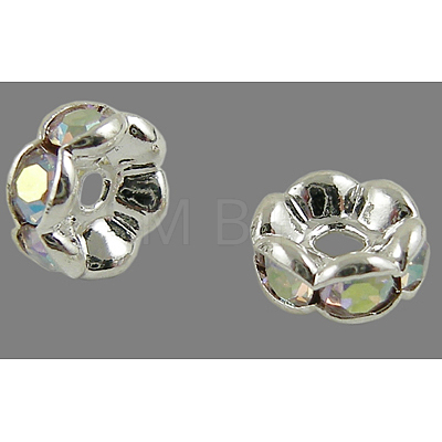 Brass Rhinestone Spacer Beads RB-A014-L8mm-28S-NF-1