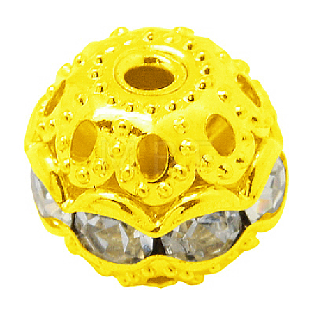 Brass Rhinestone Beads RB-A011-10mm-01G-1
