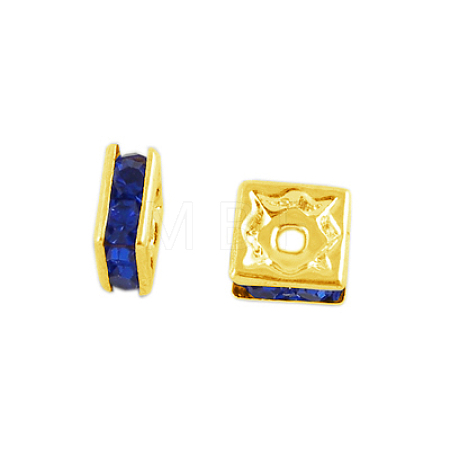 Brass Rhinestone Spacer Beads RB-A013-6x6-05G-1
