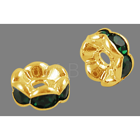 Brass Rhinestone Spacer Beads RB-A014-L6mm-08G-1
