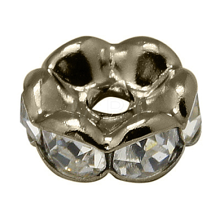 Brass Rhinestone Spacer Beads RB-A014-L7mm-01B-1