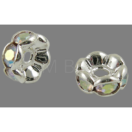 Brass Rhinestone Spacer Beads RB-A014-L8mm-28S-NF-1