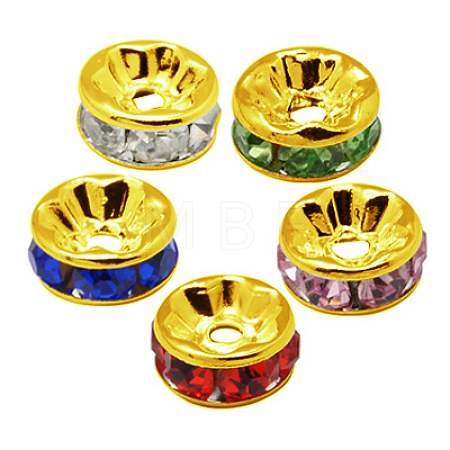Brass Rhinestone Spacer Beads RB-A014-Z7mm-G-1