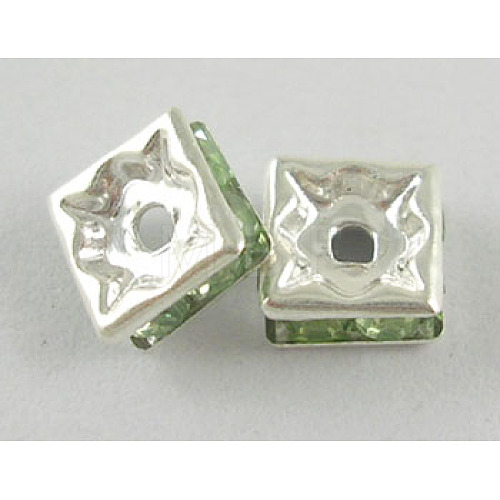 Brass Rhinestone Spacer Beads RB-A013-8x8-07S-NF-1