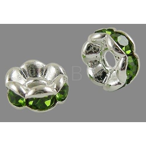 Brass Rhinestone Spacer Beads RB-A014-L6mm-07S-1