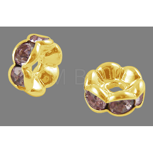 Brass Rhinestone Spacer Beads RB-A014-L6mm-27G-NF-1