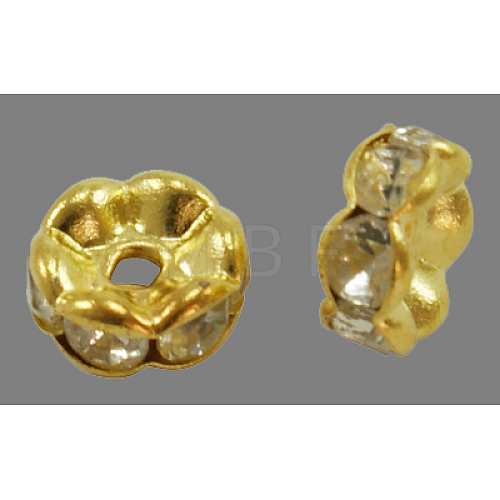 Brass Rhinestone Spacer Beads RB-A014-L7mm-01G-1