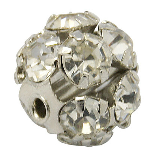 Brass Rhinestone Beads RB-A019-8mm-01P-1