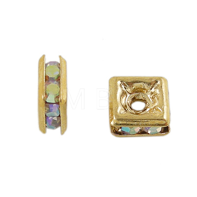 Brass Rhinestone Spacer Beads RSB071NF-02G-1