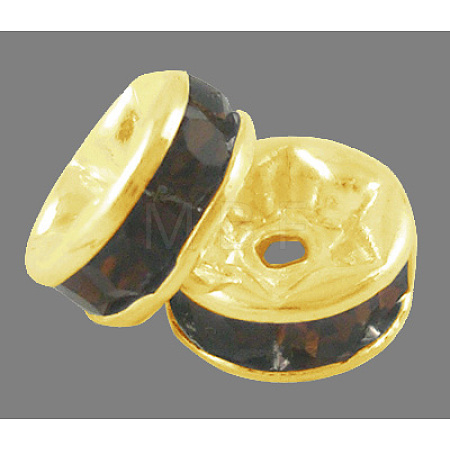 Brass Grade A Rhinestone Spacer Beads RSB034NF-06G-1