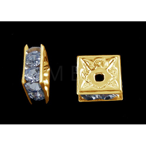 Brass Rhinestone Spacer Beads RSB074NF-14G-1