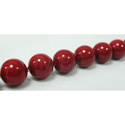 Polished Shell Pearl Round Beads Strands SP12MM244-1