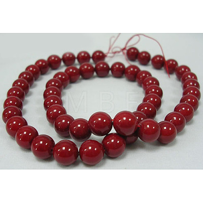 Polished Shell Pearl Round Beads Strands SP12MM244-1