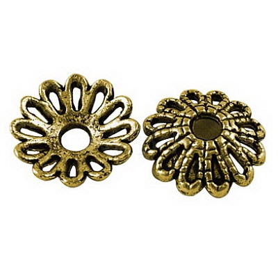 Tibetan Style Fancy Bead Caps TIBE-LF1413YKG-AG-FF-1