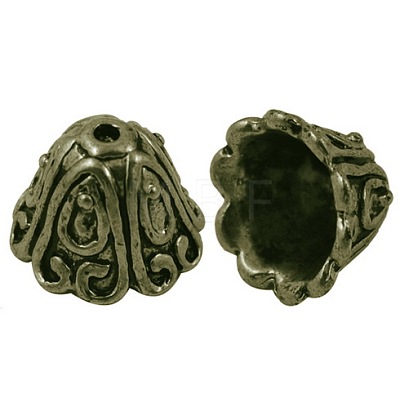 Tibetan Style Alloy Bead Caps TIBEB-EA9700YKG-AB-FF-1